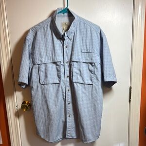 L.L. Bean Blue Casual Vented Hiking Button Down Shirt